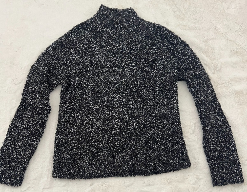 Carducci Women's Boucle Knit Cardigan Sweater Size M Black White Vintage